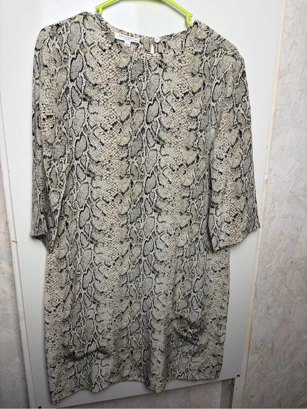 Equipment Femme Aubrey Silk Snakeskin Print Shift Mini Dress